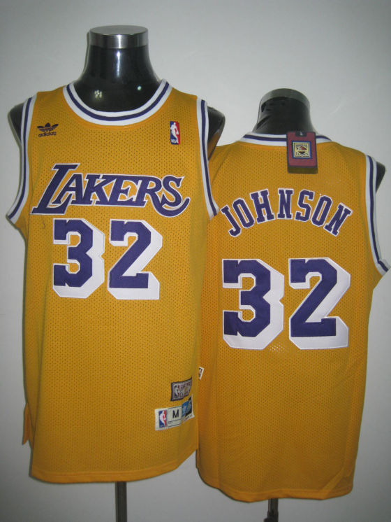  NBA Los Angeles Lakers 32 Magic Johnson Swingman Yellow Throwback Jersey